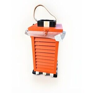 Mackenzie-Childs Orange Wood Lantern New Check Bottom 15x7